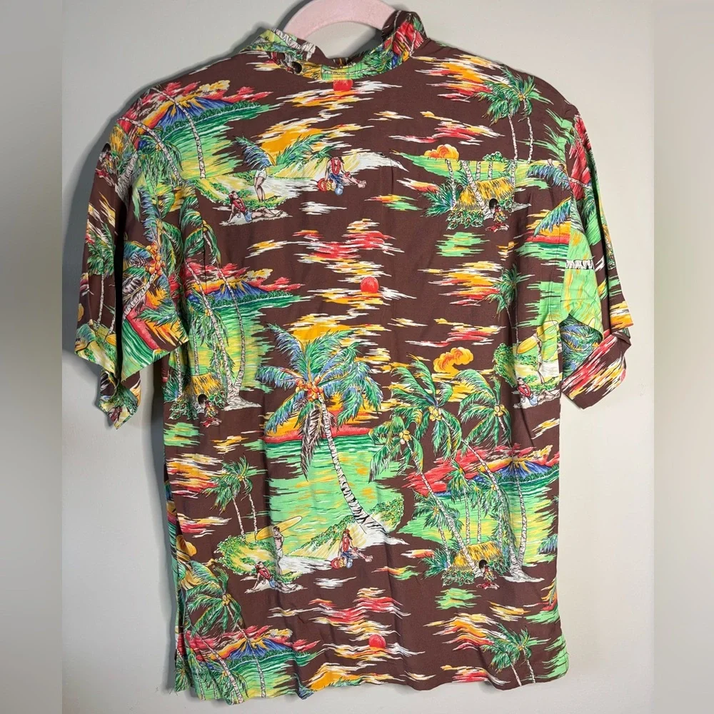 Polo Ralph Lauren vintage Brown/Green Hawaiian Loop  Collar youth‎ size M 10-12
